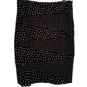 White House Black Market White Dot Black Layered Pencil Skirt Size 2 Small